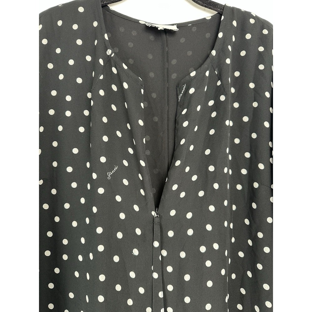 Ganni Polka Dot Crepe Midi Dress Size EU 44/US 14 Black Sheer Quiet Luxury - Picture 3 of 14